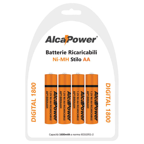 Batterie Stilo AA Ricaricabili, blister 4 pezzi - 1800mah - ElettroWatt.eu