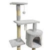 PALOMA Tiragraffi grigio 40 x 40 x 114 cm - 3 piattaforme, 1 corda, 1 nicchia, tiragraffi