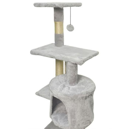 PALOMA Tiragraffi grigio 40 x 40 x 114 cm - 3 piattaforme, 1 corda, 1 nicchia, tiragraffi