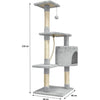 PALOMA Tiragraffi grigio 40 x 40 x 114 cm - 3 piattaforme, 1 corda, 1 nicchia, tiragraffi