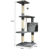 PALOMA Tiragraffi grigio scuro 40 x 40 x 114 cm - 3 piattaforme, 1 corda, 1 nicchia, tiragraffi