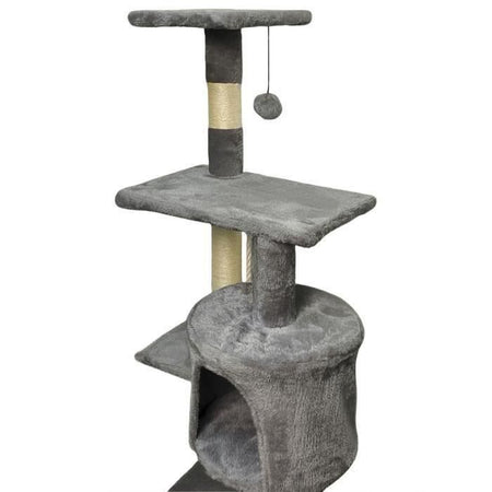 PALOMA Tiragraffi grigio scuro 40 x 40 x 114 cm - 3 piattaforme, 1 corda, 1 nicchia, tiragraffi