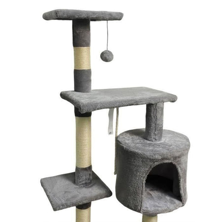 PALOMA Tiragraffi grigio scuro 40 x 40 x 114 cm - 3 piattaforme, 1 corda, 1 nicchia, tiragraffi