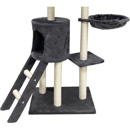 JIPSY Tiragraffi grigio scuro 79 x 34 x 138 cm - 3 piattaforme, 1 trespolo, 1 cuccia, 1 scala, tiragraffi
