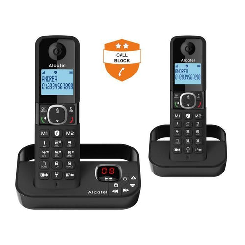 Telefono fisso cordless - ALCATEL - F860 voice duo nero - Con funzione di blocco delle chiamate indesiderate