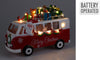 Bus di natale in metallo con regali e luci led per decorazioni natalizie