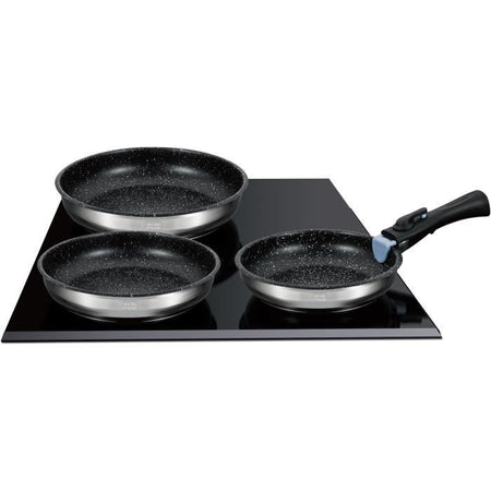 Set 3 padelle - Arthur Martin - AM2196 - 20-24-26 cm - Acciaio inox - Manico smontabile - Tutti i piani cottura, compresa l'induzione