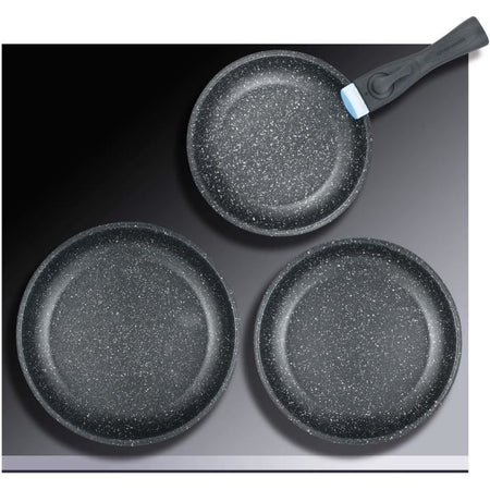 Set 3 padelle - Arthur Martin - AM2196 - 20-24-26 cm - Acciaio inox - Manico smontabile - Tutti i piani cottura, compresa l'induzione