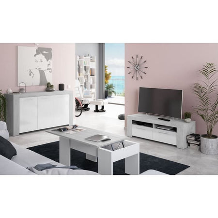 Porta TV a 2 ante AMBIT - stile moderno - grigio e bianco - L 120 cm