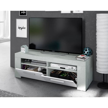 Porta TV a 2 ante AMBIT - stile moderno - grigio e bianco - L 120 cm