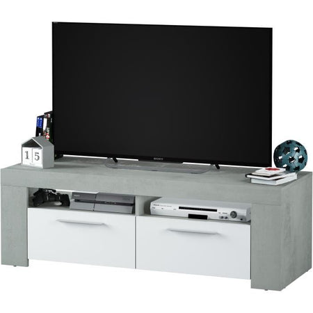Porta TV a 2 ante AMBIT - stile moderno - grigio e bianco - L 120 cm