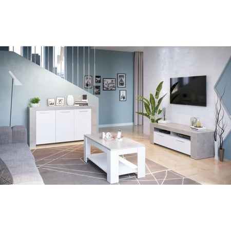 Porta TV a 2 ante AMBIT - stile moderno - grigio e bianco - L 120 cm