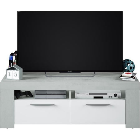 Porta TV a 2 ante AMBIT - stile moderno - grigio e bianco - L 120 cm
