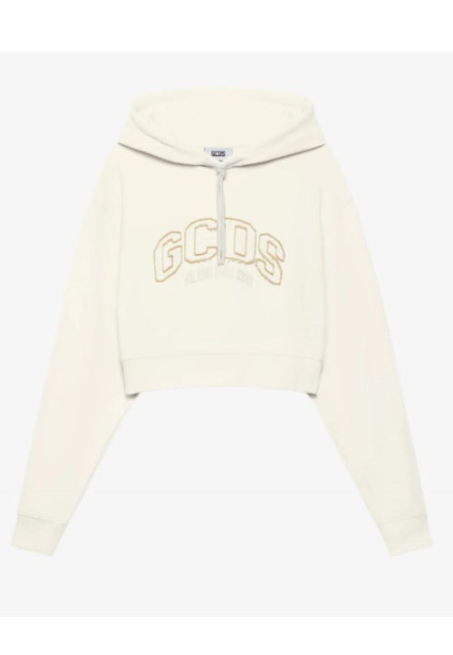 GCDS FELPA LOUNGE LOGO CROP HOODIE da donna
