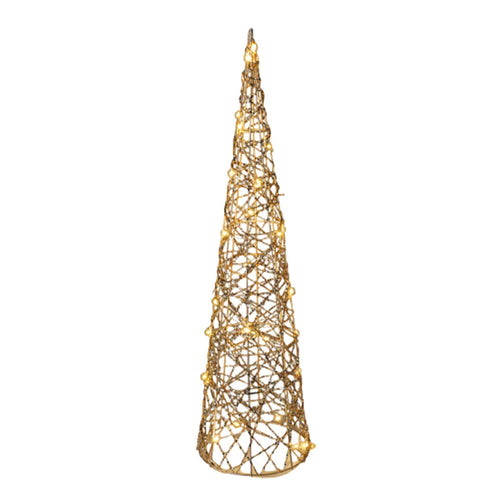 Albero di Natale Supreme cono glitterato con luci a led Color Oro