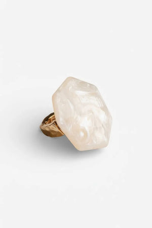 Anello elastico con pietra esagonale in acrilico | MYA ACCESSORIES
