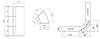 Libreria angolare a 45 con due ripiani a giorno cm. 27,4/49,8x60x91h