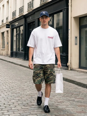 ANXIETY - T-Shirt Bianca Boxy Fit 100% Cotone Made in Italy