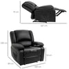 AOS57 Poltrona Relax Reclinabile Tasche Laterali, 100x89x100cm, Nera