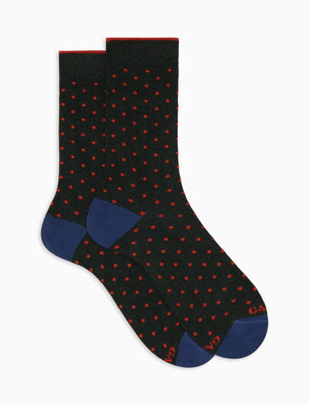 Gallo calze uomo corte corte cotone verde fantasia pois AP103014 32654