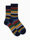 Gallo calze uomo corte cotone azzurro righe multicolor AP506361 12646