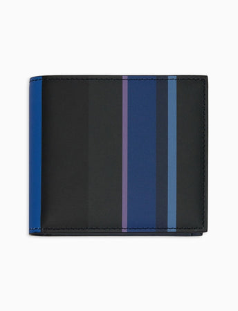 Gallo portafoglio uomo in pelle blu righe multicolor