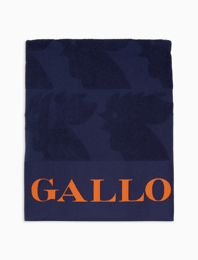 Gallo Telo mare unisex cotone tinta unita blu con scritta Gallo in contrasto
AP515943