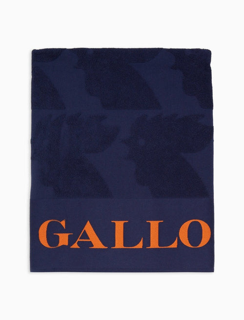 Gallo Telo mare unisex cotone tinta unita blu con scritta Gallo in contrasto
AP515943