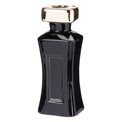 Portacandela profumo in ceramica nero per decorazione ambienti h 16 cm