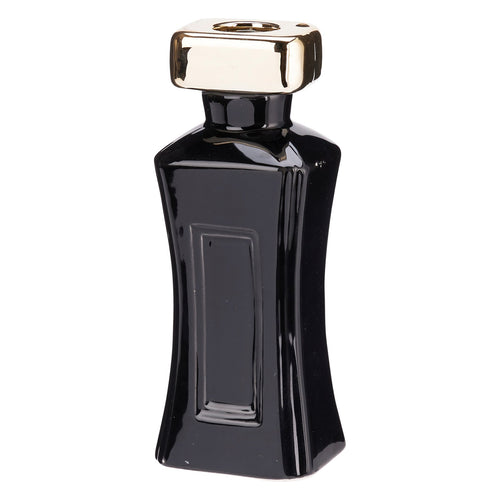 Portacandela profumo in ceramica nero per decorazione ambienti h 16 cm