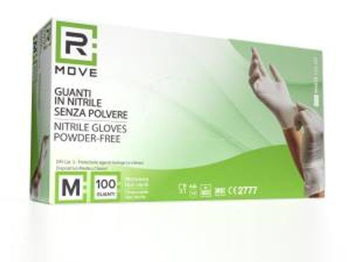 RMove 1Conf. da 100pz Tg.M - Guanti Nitrile Bianco Uso Medico Senza Polvere