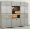 Libreria da ufficio in legno di vario colore con piani e ante battenti cm. 90x45,8x200h