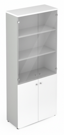 Armadio per ufficio ante battenti in melaminico e vetri cm. 90x45,8x200h