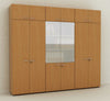Libreria armadio da ufficio con piani a giorno e ante battenti in legno cm. 90x45,8x200h