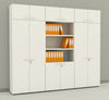 Libreria armadio da ufficio con piani a giorno e ante battenti in legno cm. 90x45,8x200h