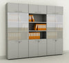 Libreria armadio da ufficio con piani a giorno e ante battenti in legno cm. 90x45,8x200h