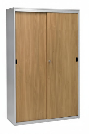 Armadio metallico per ufficio con ante in legno verniciato cm. 180x45x155h