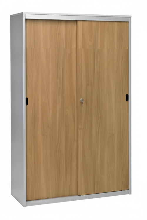 Armadio metallico per ufficio con ante in legno verniciato cm. 180x45x155h