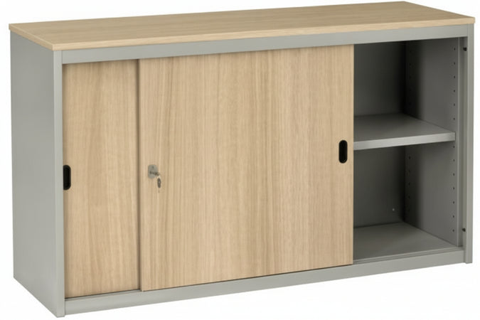 Armadio metallico ad ante scorrevoli legno per ufficio cm. 180x45x69h