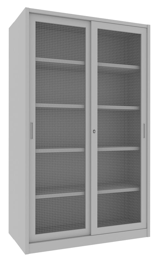 Armadio metallico per archiviazione con ante in rete scorrevoli cm. 120x60x200H