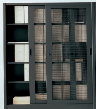 Armadio per archivio documenti da ufficio con piani interni regolabili in altezza e ante in rete cm. 180x60x200H