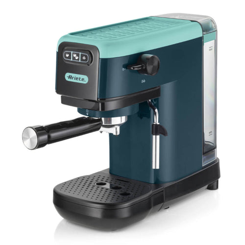 ARIETE LIGHT AQUAMARINE (1399/17) - MACCHINA PER CAFFE'' ESPRESSO - POLVERE E CIALDE - 1 O 2 TAZZE - CAPPUCCINATORE - PRESSIONE 15 BAR - 1300W