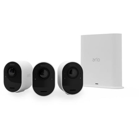 Arlo Ultra 2 - Confezione da 3 telecamere di sorveglianza wireless Wi-Fi - Bianco - 4K - Batteria da 6 mesi - Campo visivo di 180