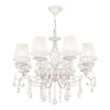 Lampadario Shabby Chic Grace Metallo Bianco 8 Luci Diffusori Bianchi