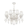 Lampadario Shabby Chic Grace Metallo Bianco 8 Luci Diffusori Bianchi