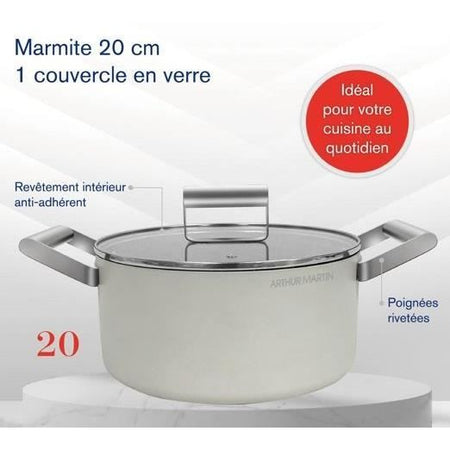 Pentola - ARTHUR MARTIN - AM0063 - 20 cm con coperchio - Alluminio forgiato - Tutte le fonti di calore compresa induzione + forno