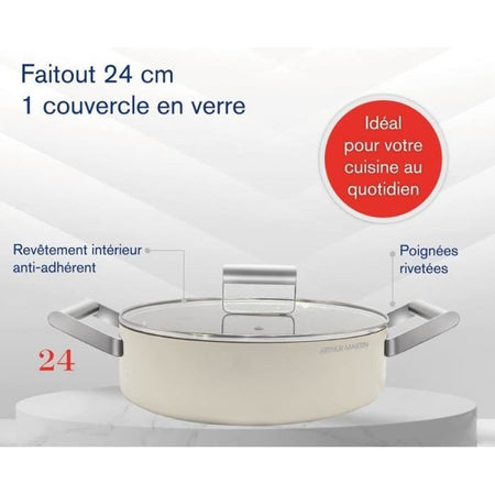Casseruola - ARTHUR MARTIN - AM6523 - 24 cm con coperchio - Alluminio forgiato - Tutte le fonti di calore compresa induzione + forno