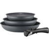 ARTHUR MARTIN AM521GM BATTERIA DELLA CUSCINE SET con 3 stufe - Matt Grey 20-24-28 cm + 1 manico rimovibile - Tutte le luci inclusa l'induzione