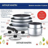 Arthur Martin AM167s Batteria da cucina a 10 parti - Alluminio - Manico rimovibile - Tutte le luci inclusa l'induzione