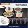 Batteria di pentole 6 pezzi - ARTHUR MARTIN - AM516GT - Tripla azione 3 strati - Tutte le fonti di calore compresa l'induzione